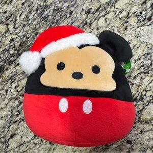 Disney Mickey Mouse Squishmallow with Santa Hat